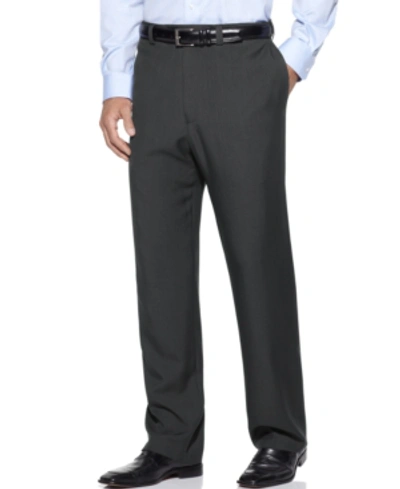 Haggar Men's Eclo Stria Classic Fit Flat Front Hidden Expandable Dress Pants In Medium Grey