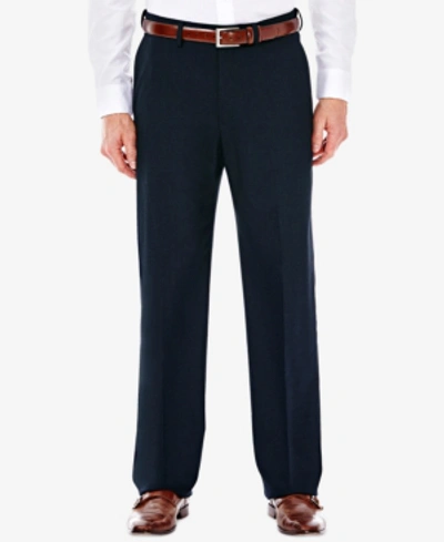 Haggar Men Premium Stretch Classic Fit Flat Front Suit Pant In Dark Navy