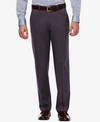 Haggar Men's Premium No Iron Khaki Classic Fit Flat Front Hidden Expandable Waist Pant In Dark Grey