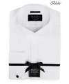 MICHELSONS CLASSIC/REGULAR FIT STRETCH SOLID WING COLLAR FRENCH CUFF TUXEDO SHIRT