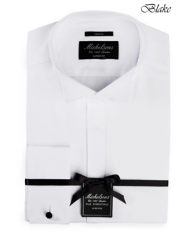 Michelsons Classic/regular Fit Stretch Solid Wing Collar French Cuff Tuxedo Shirt In White