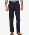 Haggar Men's Premium No Iron Khaki Classic Fit Flat Front Hidden Expandable Waist Pant In Navy