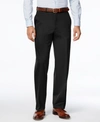 Haggar Men's Big & Tall Premium No Iron Khaki Classic Fit Flat Front Hidden Expandable Waistband Pants In Black