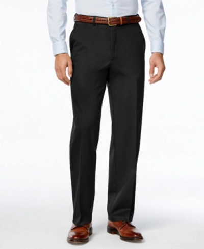 Haggar Men's Big & Tall Premium No Iron Khaki Classic Fit Flat Front Hidden Expandable Waistband Pants In Black
