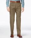 Haggar Men's Big & Tall Premium No Iron Khaki Classic Fit Flat Front Hidden Expandable Waistband Pants In British Khaki