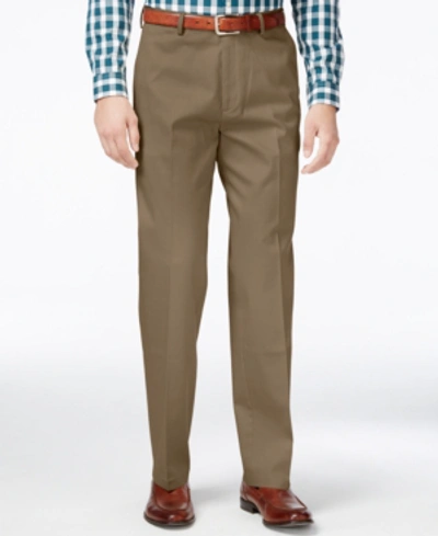 Haggar Men's Big & Tall Premium No Iron Khaki Classic Fit Flat Front Hidden Expandable Waistband Pants In British Khaki
