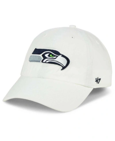 47 Brand Seattle Seahawks Clean Up Strapback Cap In White
