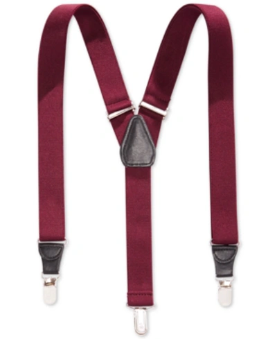 Club Room 25mm Skinny Solid Suspenders, Created For Macy's In Burgundy