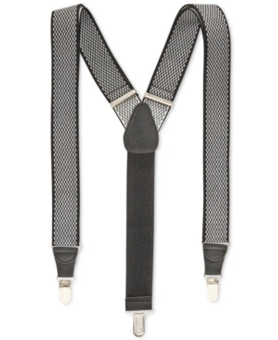 Club Room Men's Diamond Print Suspenders, Created For Macy's In Black