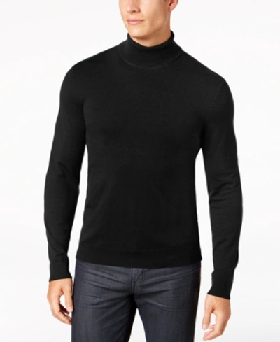 Alfani Men's Turtleneck Sweater, Created For Macy's In Deep Black