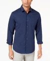 Alfani Men's Modern Classic-fit Stretch Solid Button-down Shirt, Created For Macy's In Neo Navy