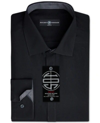 SOCIETY OF THREADS MEN'S SLIM-FIT NON-IRON PERFORMANCE SOLID DRESS SHIRT