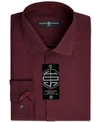 Society Of Threads Men's Slim-fit Non-iron Performance Solid Dress Shirt In Burgundy