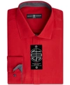 Society Of Threads Men's Slim-fit Non-iron Performance Solid Dress Shirt In Red