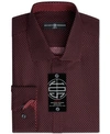 Society Of Threads Men's Slim-fit Non-iron Performance Solid Dress Shirt In Burgundy