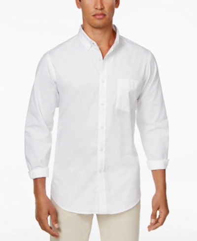 Club Room Men's Solid Stretch Oxford Cotton Shirt, Created For Macy's In Bright White