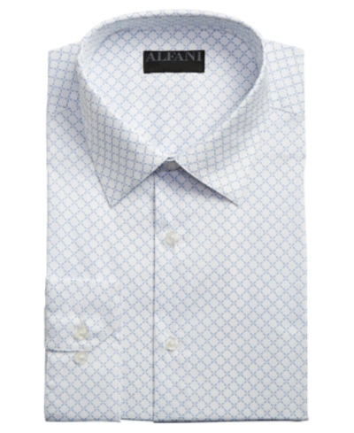 Alfani Assorted Alfatech By  Men's Classic/regular Fit Performance Print Dress Shirts, Created For Ma In White/blue