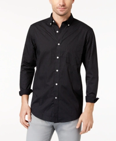 Club Room Men's  Micro Dot Print Stretch Cotton Shirt, Created For Macy's In Deep Black