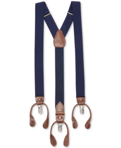 Club Room Men's Herringbone Convertible Suspenders In Navy