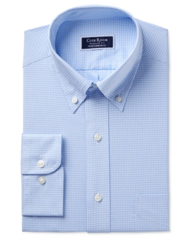 Club Room Men's Regular Fit Mini Gingham Dress Shirt, Created For Macy's In Light Blue