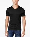Alfani Men's Regular-fit V-neck Solid Undershirts, Pack Of 4, Created For Macy's In Deep Black