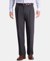 HAGGAR MEN'S COOL 18 PRO CLASSIC-FIT EXPANDABLE WAIST PLEATED STRETCH DRESS PANTS