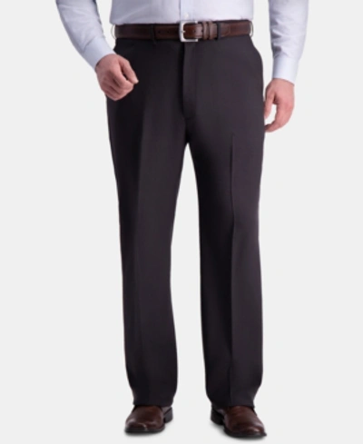 Haggar Men's Big & Tall Premium Comfort Stretch Classic-fit Solid Flat Front Dress Pants In Charcoal