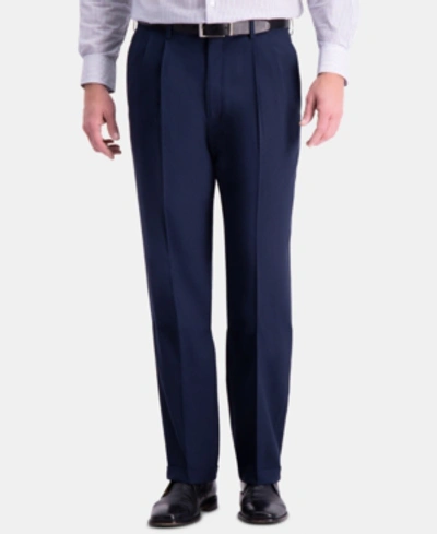 Haggar Men's Big & Tall Premium Comfort Stretch Classic-fit Solid Flat Front Dress Pants In Blue