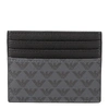 EMPORIO ARMANI BLACK AND GREY CARD HOLDER WITH ALL OVER MONOGRAM PRINT,11567502