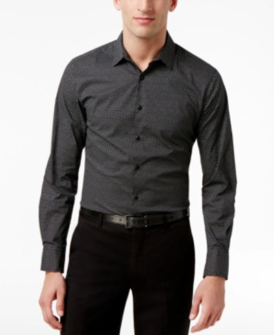 Inc International Concepts Inc Men's Micro-square Slimfit Stretch Shirt, Created For Macy's In Deep Black