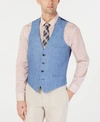 Bar Iii Men's Slim-fit Linen Suit Vest, Created For Macy's In Blue