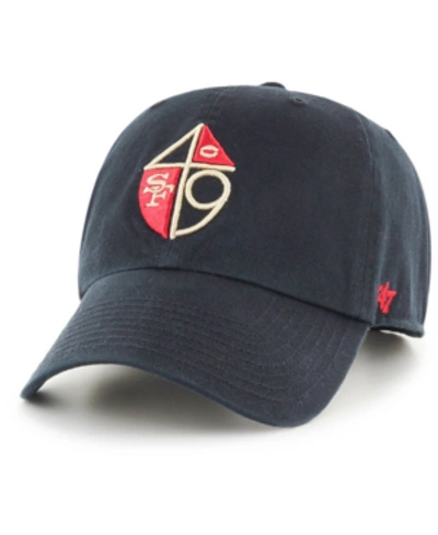 47 Brand San Francisco 49ers Clean Up Strapback Cap In Black