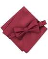 ALFANI MEN'S SOLID TEXTURED PRE-TIED BOW TIE & SOLID TEXTURED POCKET SQUARE SET, CREATED FOR MACY'S