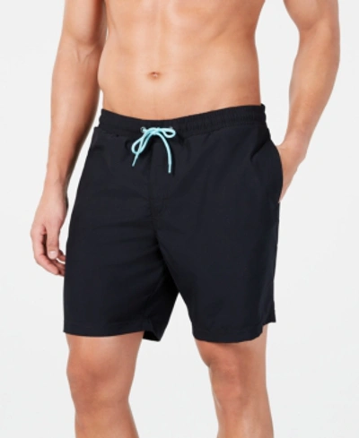 Club Room Men's Quick-dry Performance Solid 7" Swim Trunks, Created For Macy's In Deep Black