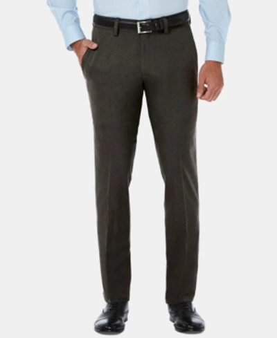 Haggar Men's Cool 18 Pro Slim-fit 4-way Stretch Moisture-wicking Non-iron Dress Pants In Dark Heather Grey