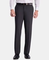 Haggar Men's Premium Comfort Straight-fit 4-way Stretch Wrinkle-free Flat-front Dress Pants In Charcoal Heather