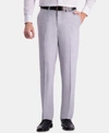 Haggar Men's Premium Comfort Khaki Slim-fit 2-way Stretch Wrinkle-resistant Flat-front Casual Pants In Light Grey