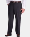 Haggar Men's Premium Comfort Straight-fit 4-way Stretch Wrinkle-free Flat-front Dress Pants In Charcoal Heather