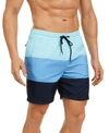 CLUB ROOM MEN'S COLORBLOCKED 7" SWIM TRUNKS, CREATED FOR MACY'S