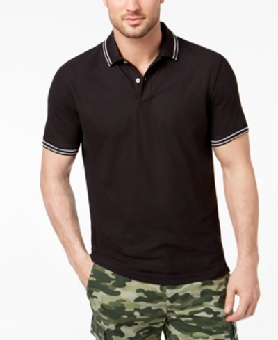 Club Room Men's Performance Stripe Polo, Created For Macy's In Deep Black