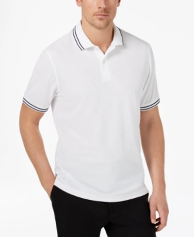 Club Room Men's Performance Stripe Polo, Created For Macy's In Bright White