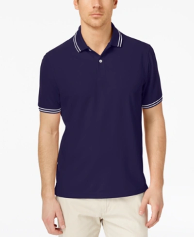 Club Room Men's Performance Stripe Polo, Created For Macy's In Navy Blue