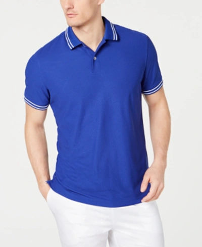 Club Room Men's Performance Stripe Polo, Created For Macy's In Lazulite