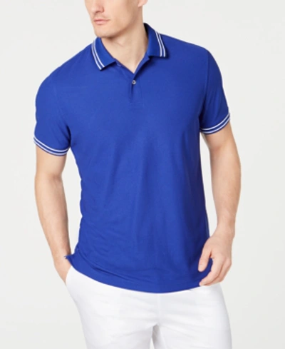 Club Room Men's Performance Stripe Polo, Created For Macy's In Blue