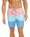 CLUB ROOM MEN'S COLORBLOCKED 7" SWIM TRUNKS, CREATED FOR MACY'S