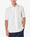 Cubavera Men's Pick Stitch Panel Short Sleeve Button-down Shirt In Bright White