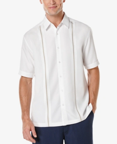 Cubavera Men's Pick Stitch Panel Short Sleeve Button-down Shirt In Bright White