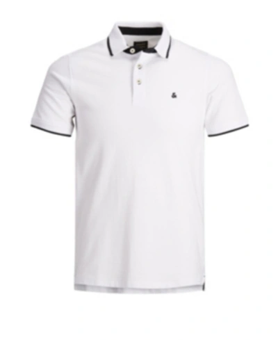 Jack & Jones Essentials Slim Fit Tipped Pique Logo Polo In White
