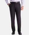 Haggar Men's Premium Comfort Straight-fit 4-way Stretch Wrinkle-free Flat-front Dress Pants In Charcoal