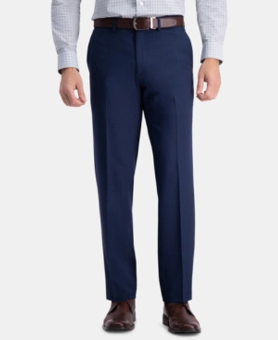 Haggar Men's Premium Comfort Straight-fit 4-way Stretch Wrinkle-free Flat-front Dress Pants In Blue